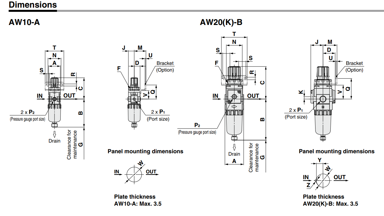 Modular Type Filter Regulator AW20-F02E-B