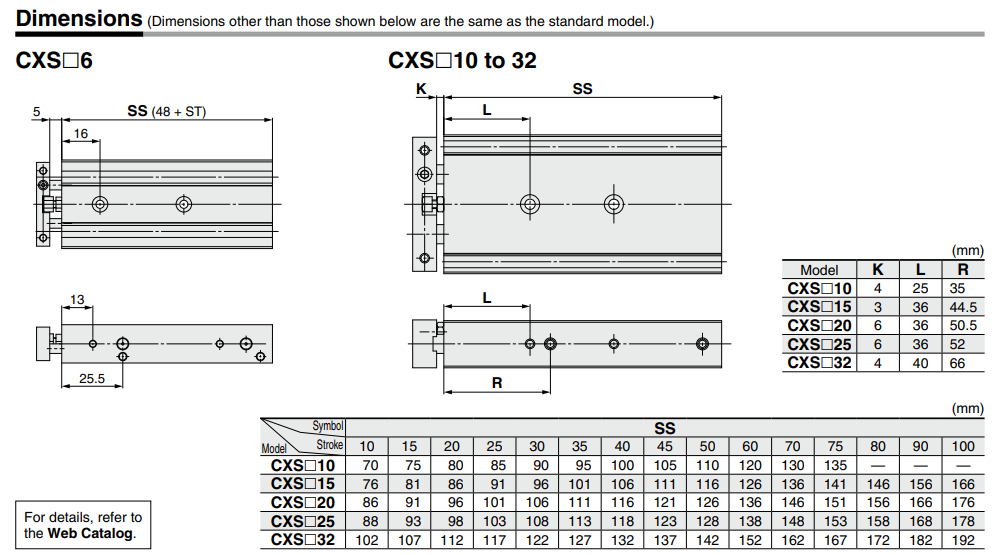 Dual Rod Cylinder CXS Series CXSM20-100