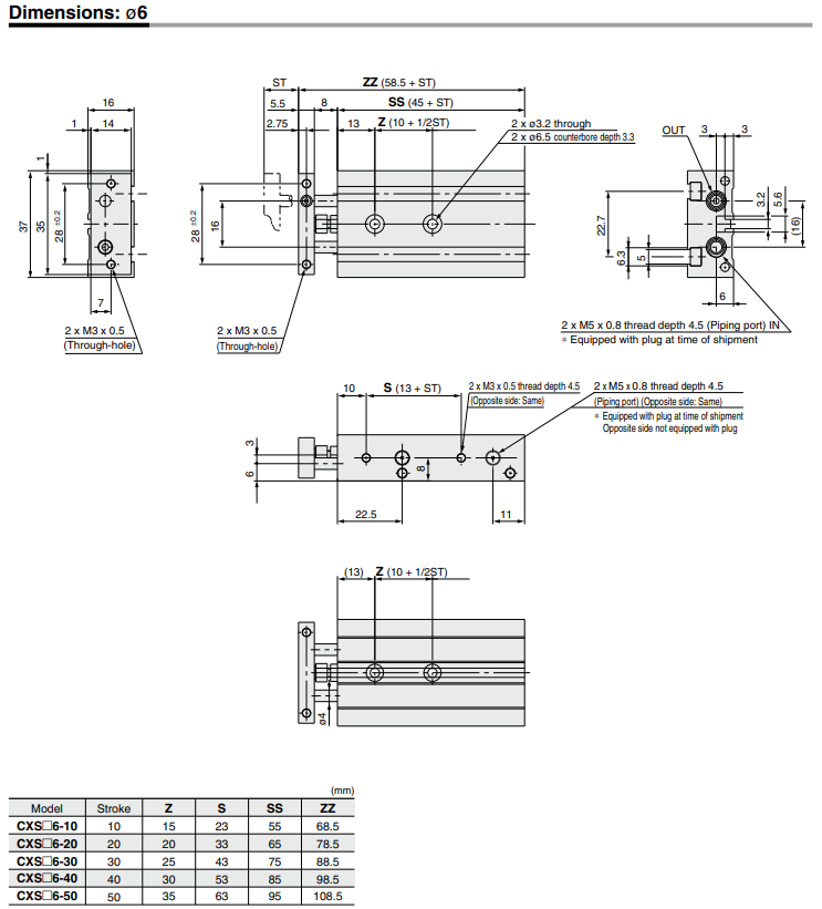 Dual Rod Cylinder CXS Series CXSM20-100