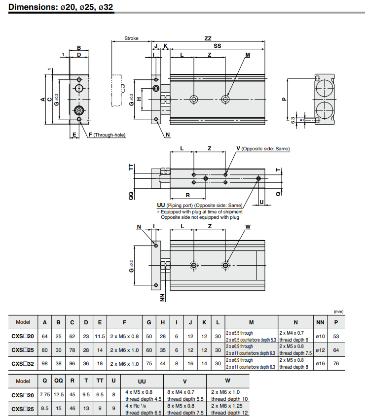 Dual Rod Cylinder CXS Series CXSM6-20