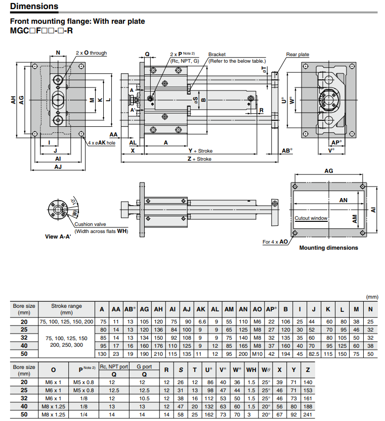 Guide Cylinders/Guide CylinderCompact Type MGC Series ø20, ø25, ø32, ø40, ø50