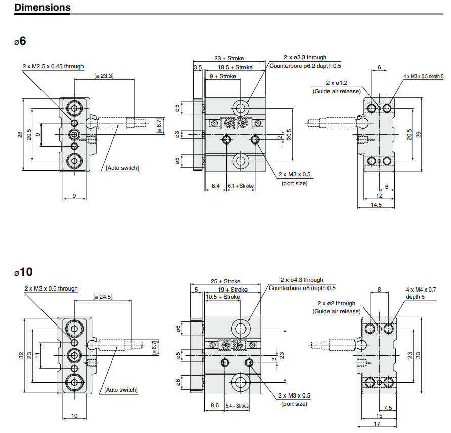 Guide CylinderWith End Lock MGG Series ø20, ø25, ø32, ø40, ø50, ø63, ø80, ø100