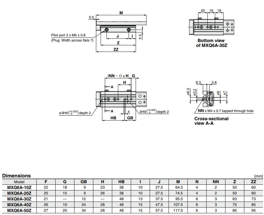Air Slide Table MXQ A Series MXQ8A-40Z
