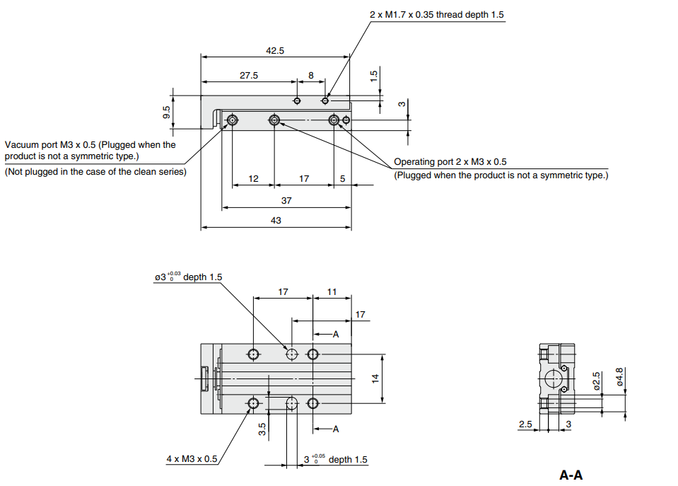 Air Slide Table Double acting MXJ6-15