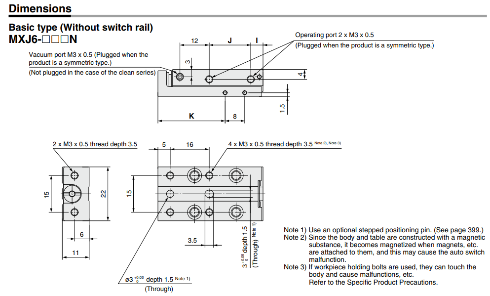 Air Slide Table Double acting MXJ6-15