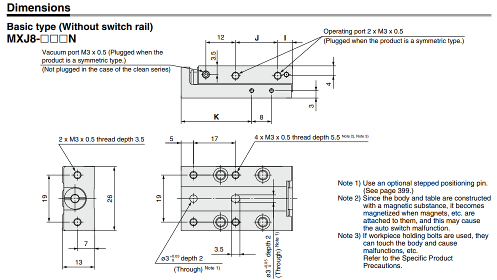 Air Slide Table Double acting MXJ6-15