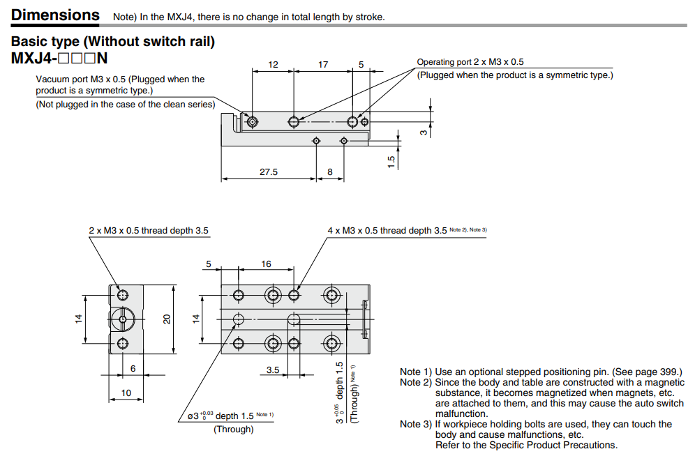 Air Slide Table Double acting MXJ6-10