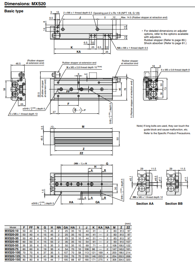 Air Slide Table MXS SeriesMXS8-50