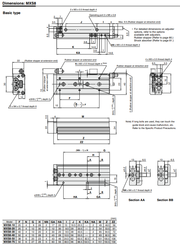 Air Slide Table MXS SeriesMXS8-30