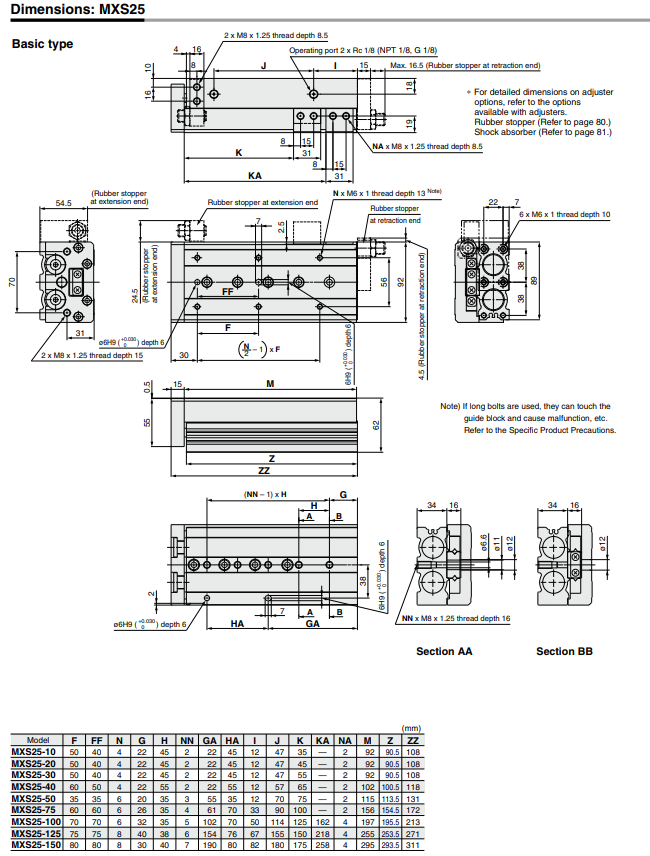 Air Slide Table MXS SeriesMXS8-30