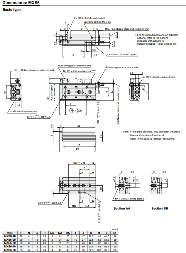 Air Slide Table MXS SeriesMXS6-30
