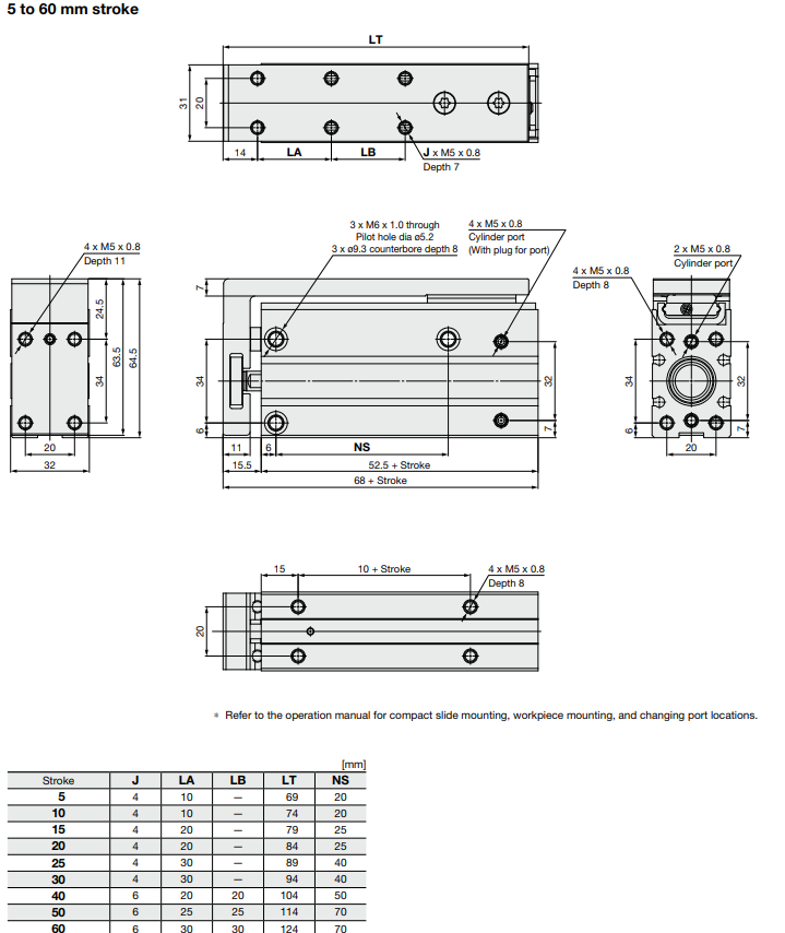 Compact Slide MXH2 Series ø6, ø10, ø16, ø20, ø25MXH2B16-30Z