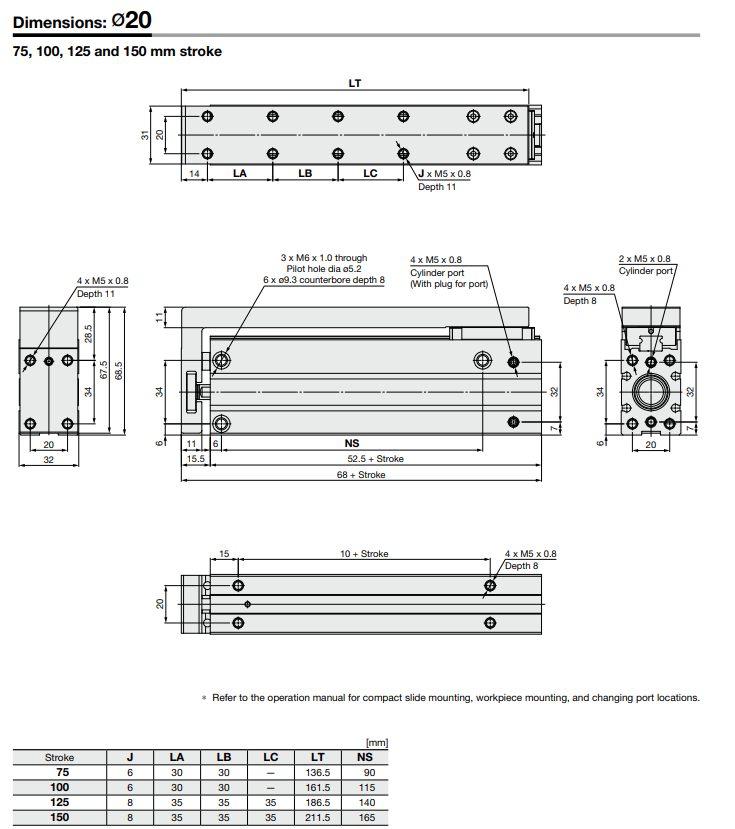 Compact Slide MXH2 Series ø6, ø10, ø16, ø20, ø25 MXH2B10-40Z