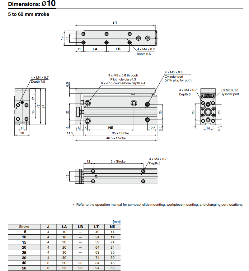 Compact Slide MXH2 Series ø6, ø10, ø16, ø20, ø25MXH2B10-20Z