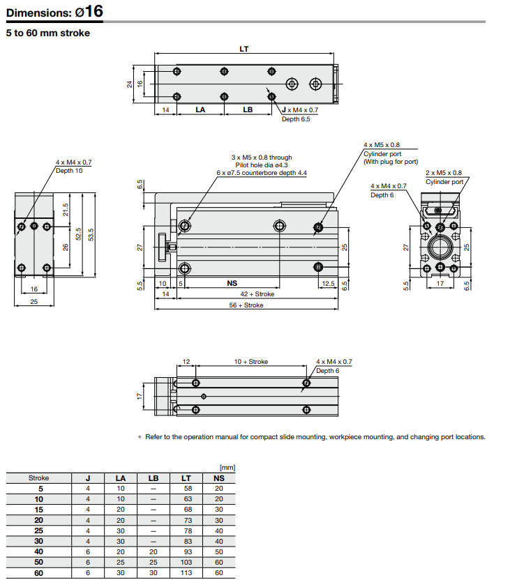 Compact Slide MXH2 Series ø6, ø10, ø16, ø20, ø25MXH2B10-20Z